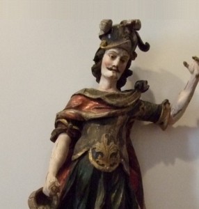 Bemalte Holzskulptur Heiliger Florian